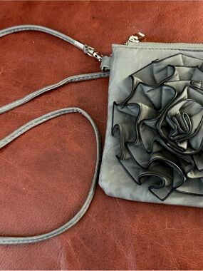 Gray Floral Applique Crossbody Bag - Women's Shoulder Purse